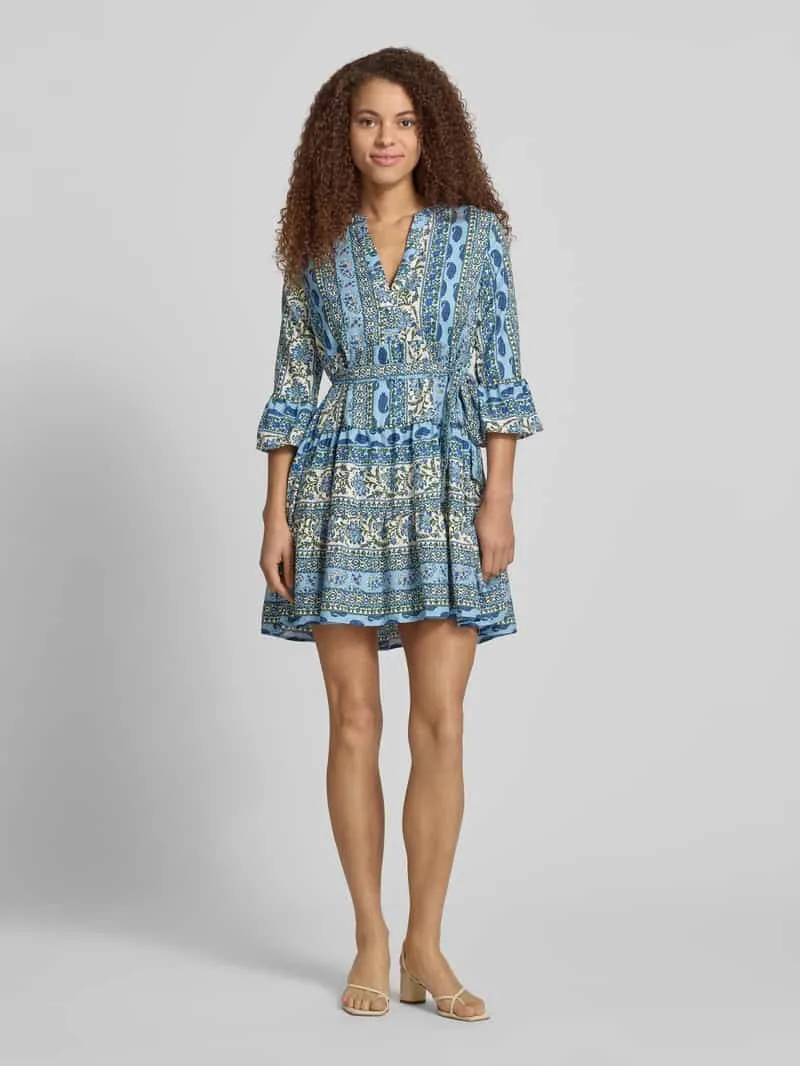 Only Losvallende vrijetijdsjurk met tailleriem om te strikken model 'SINA' bleu, foto 3