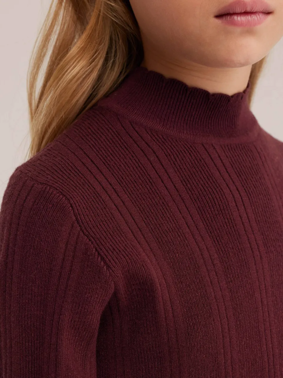 WE Fashion gebreide bodycon midi jurk donkerpaars, foto 5