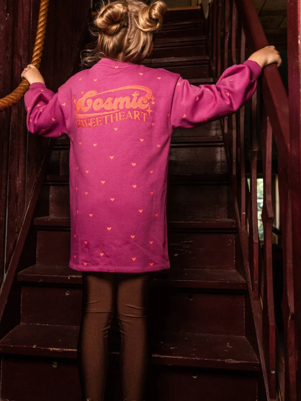 LOOXS little sweatjurk met hartjes - paars, foto 3