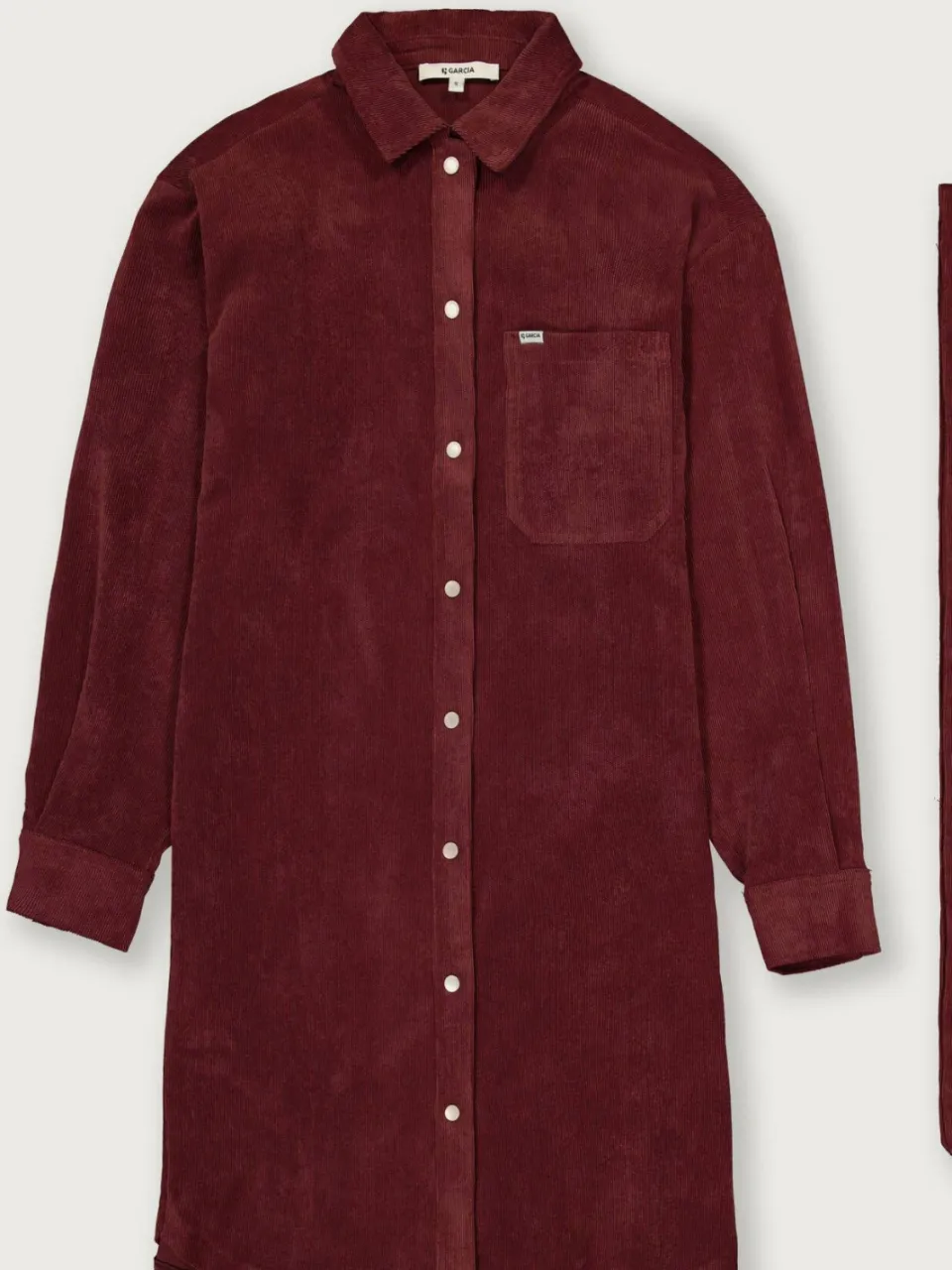 Garcia corduroy mini blousejurk met ceintuur - donkerrood, foto 4