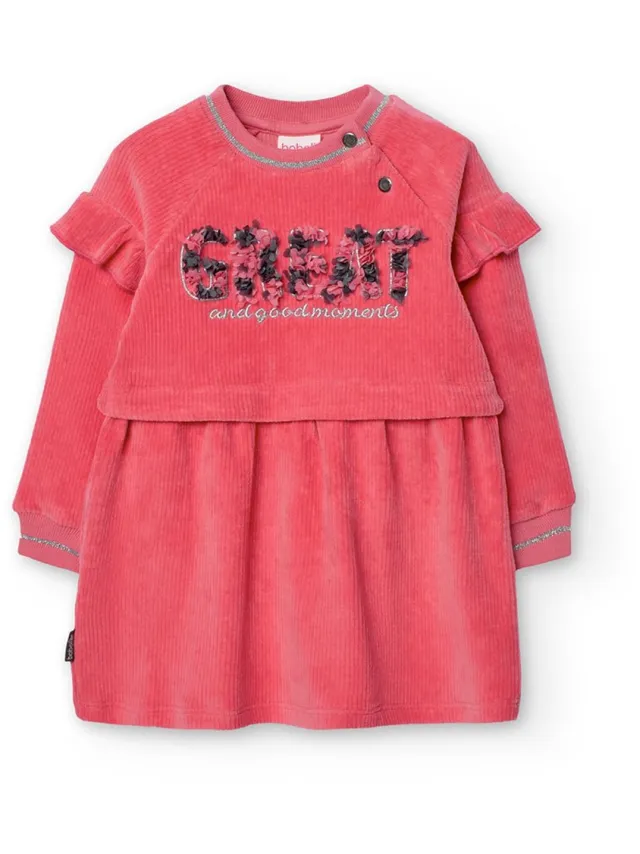 boboli Knit Lang Mouw Jurk Roze 5 Years Meisje Begonia