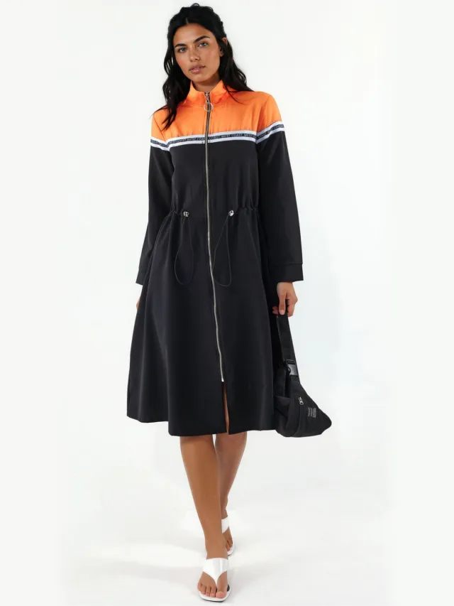 MSN Collection Kleurgebroken Midi Jersey Jurk Veelkleurig