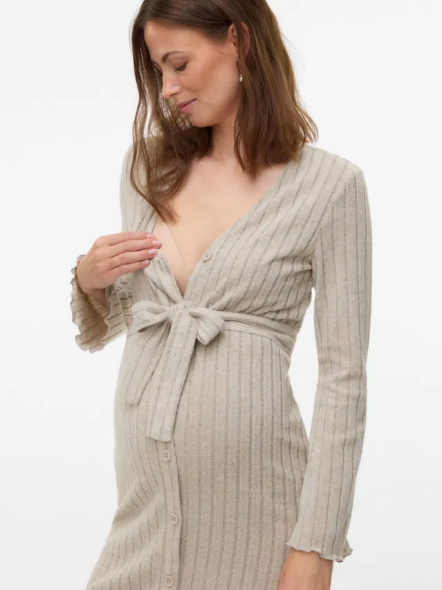 Mamalicious zwangerschaps- en voedings blousejurk beige, foto 3