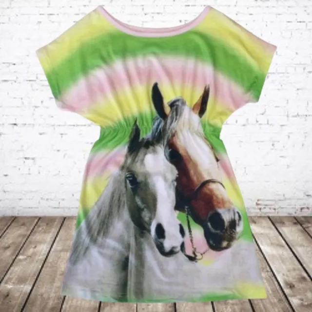 s&C Paarden jurk streep mint -s&C-134/140-Kinderjurken Groen