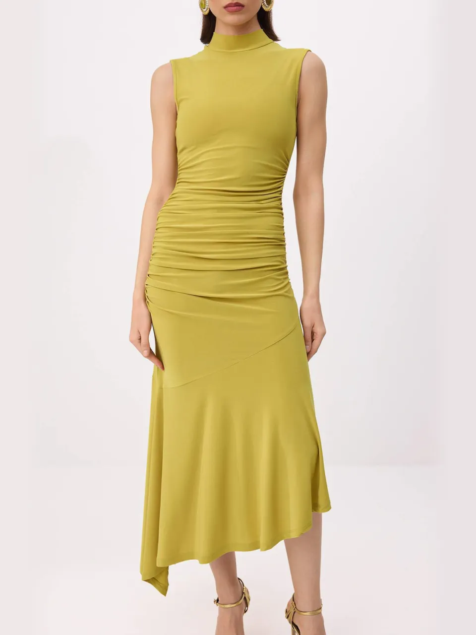 Trendyol TRENDYOLMİLLA Dames Groen Effen Midi Mouwloos Stijlvol/Avond Asymmetrisch Jurken, foto 2