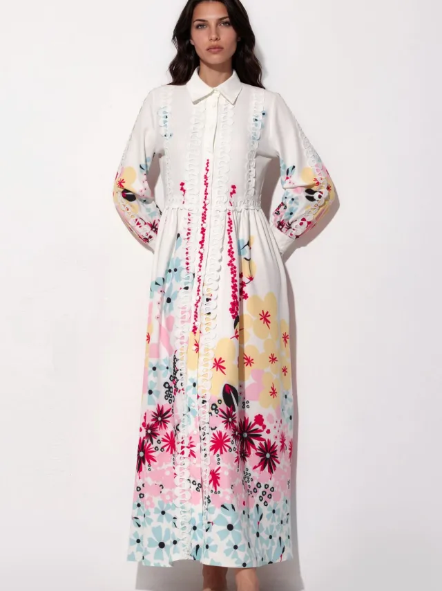 MSN Collection Bloemen A-lijn Maxi Jurk Veelkleurig