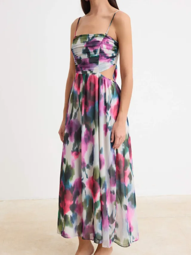 Trendyol TRENDYOLMİLLA Dames Roze Geometrisch patroon Maxi Mouwloos A-lijn Jurken