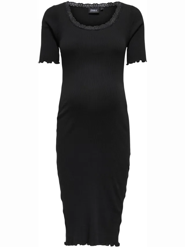 Only OLMXENA S/S O-NECK BLK DRESS JRS - Dames - Mini jurken zwart