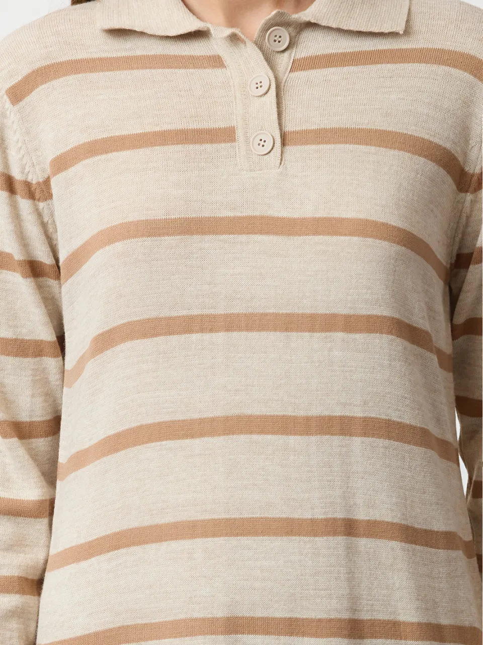 Trendyol Modest Dames Beige Gestreept Maxi Lang Casual Recht Modest Jurken, foto 2