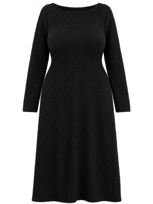 Trendyol Curve Dames Zwart Effen Maxi Lang Bodycon Grote maten Jurk
