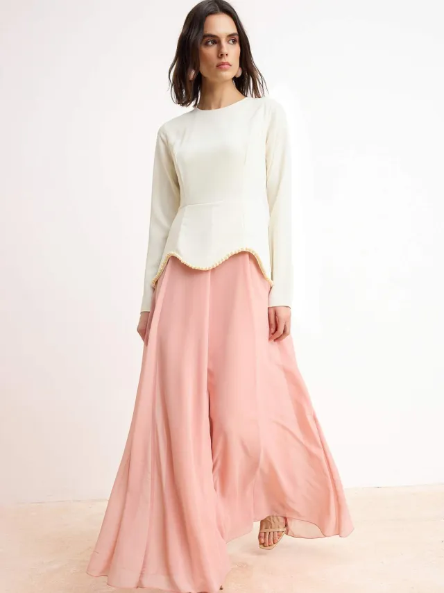 Trendyol Modest Dames Roze Colorblock Maxi Lang A-lijn Modest Avond Jurken