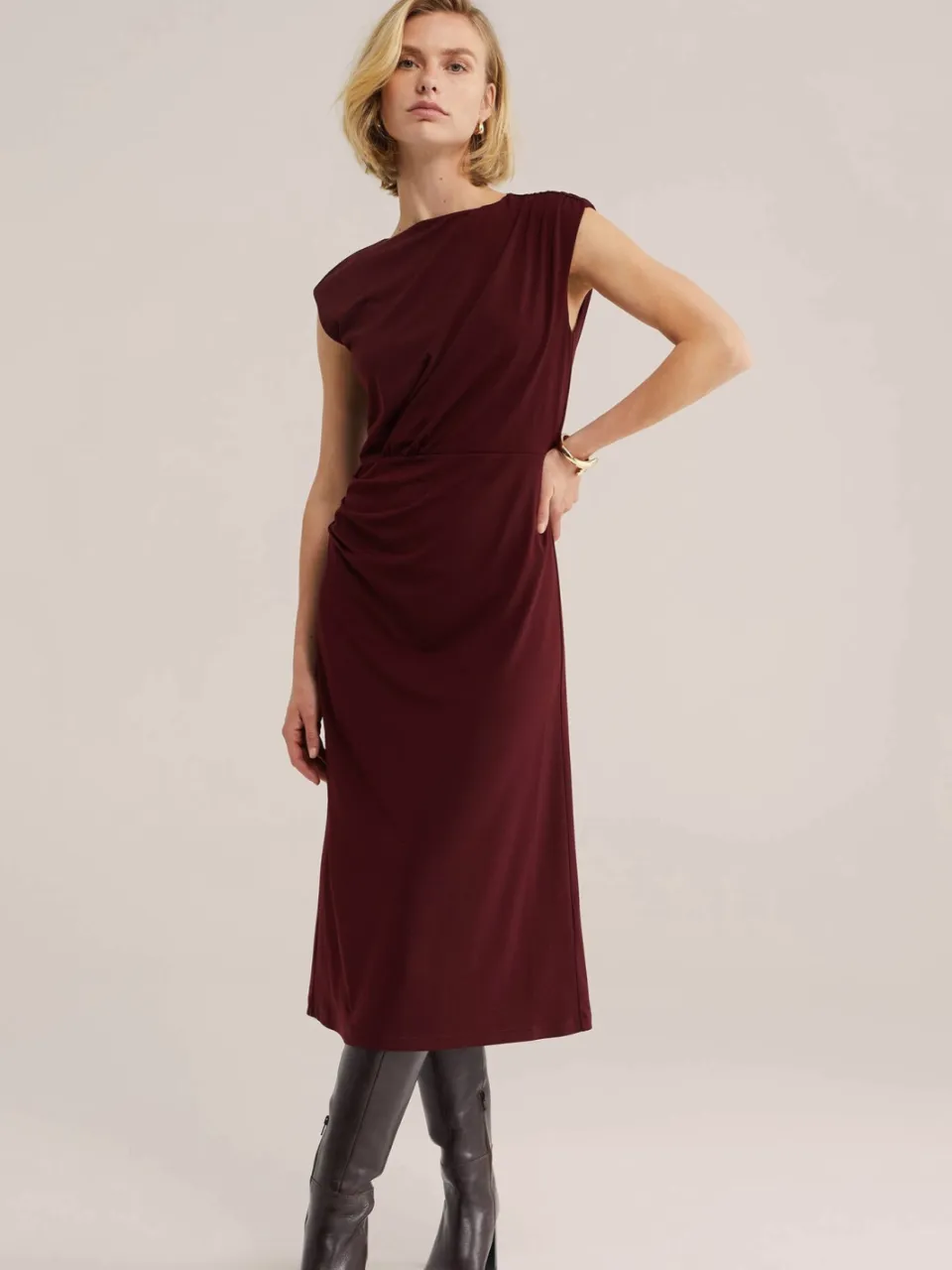 WE Fashion midi jurk - donkerrood