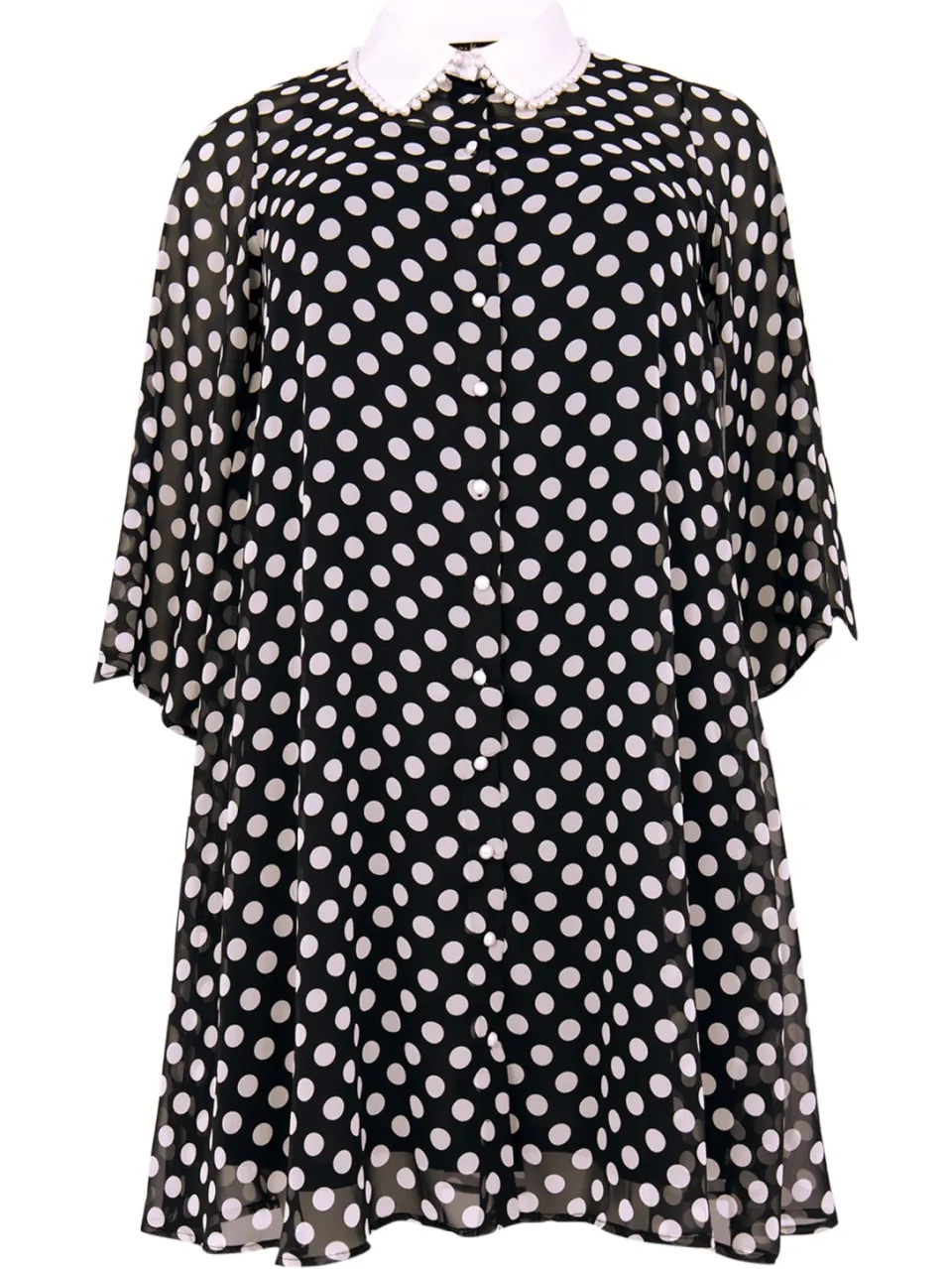 Yoek Jurk swing DOTS | Zwart, foto 4