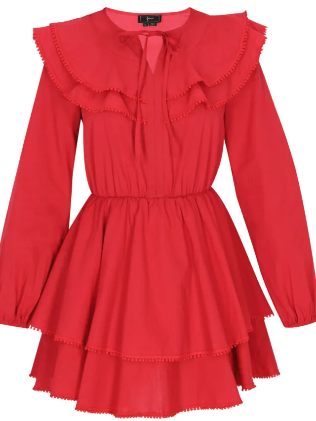 Faina Jurk Dames rood, foto 2