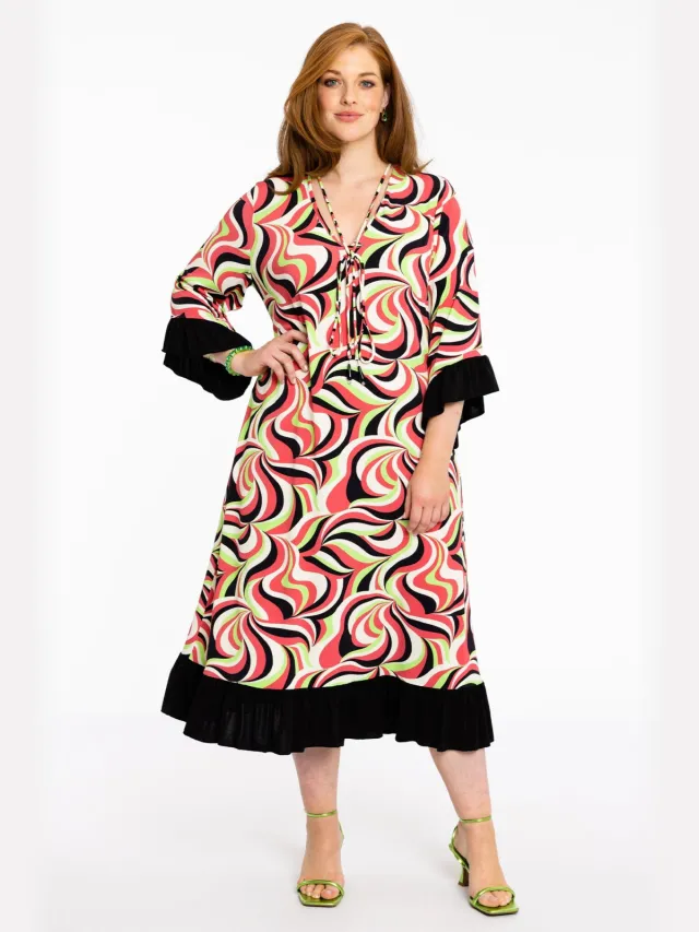 Yoek Jurk met ruches BONNY | Roze