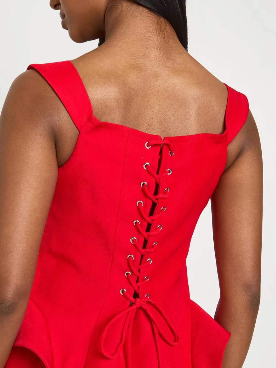 boohoo Dames Gestructureerde Mini-jurk Met Corsetdetail rood, foto 4