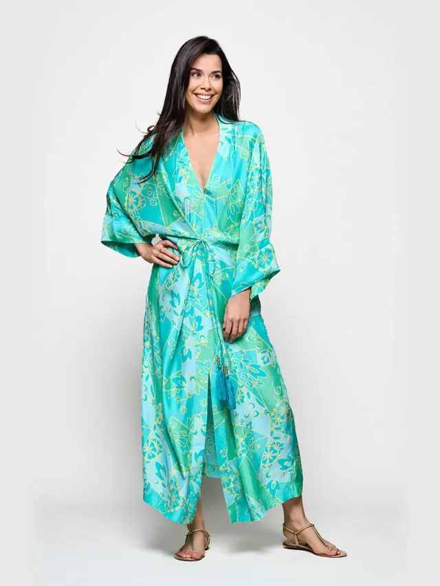 Mart Visser Caroline Tensen Islay Kimono Jurk Groen / Multi