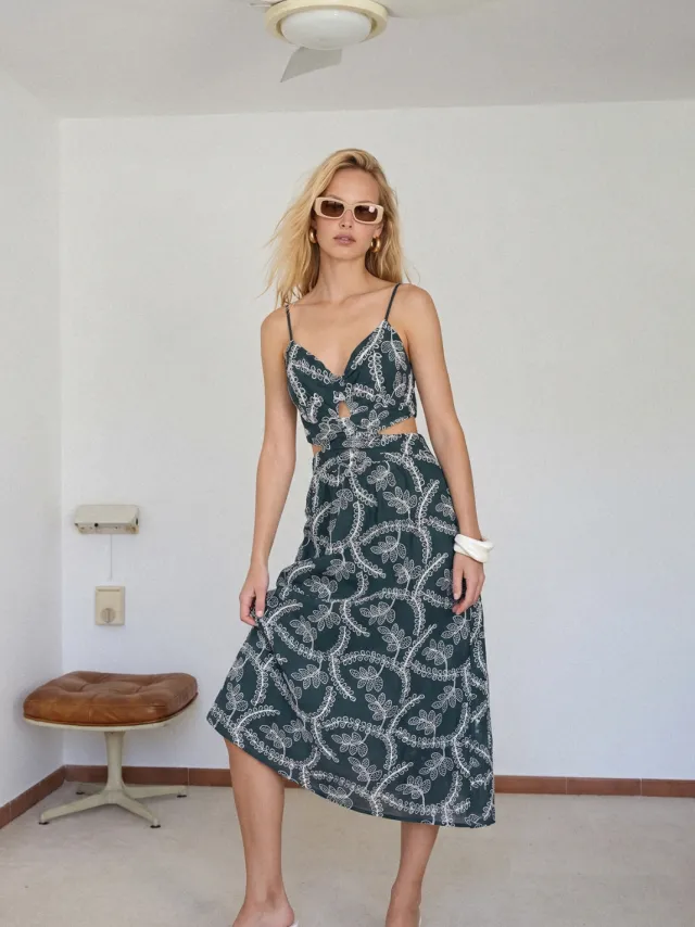 Trendyol TRENDYOLMİLLA Dames Groen Effen Maxi Mouwloos A-lijn Jurken, foto 2