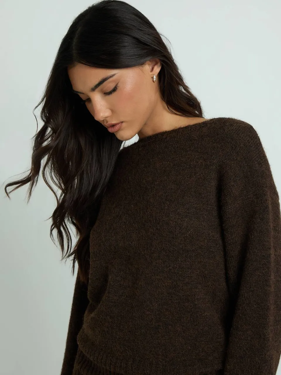 boohoo Dames Gebreide Mini-jurk Met Getailleerde Zoom chocoladebruin, foto 4