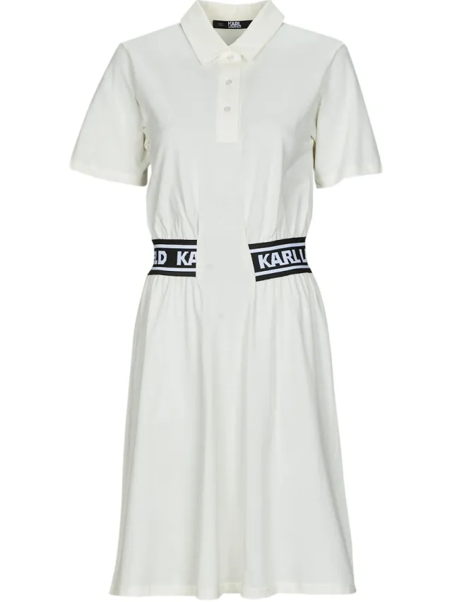 Karl Lagerfeld Korte Jurk Karl Lagerfeld PIQUE POLO DRESS Wit