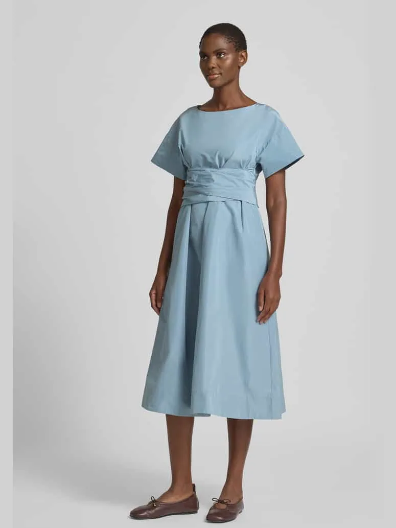 Max Mara Vloeiende vrijetijdsjurk met katoen model 'PIOPPO' lichtblauw, foto 4