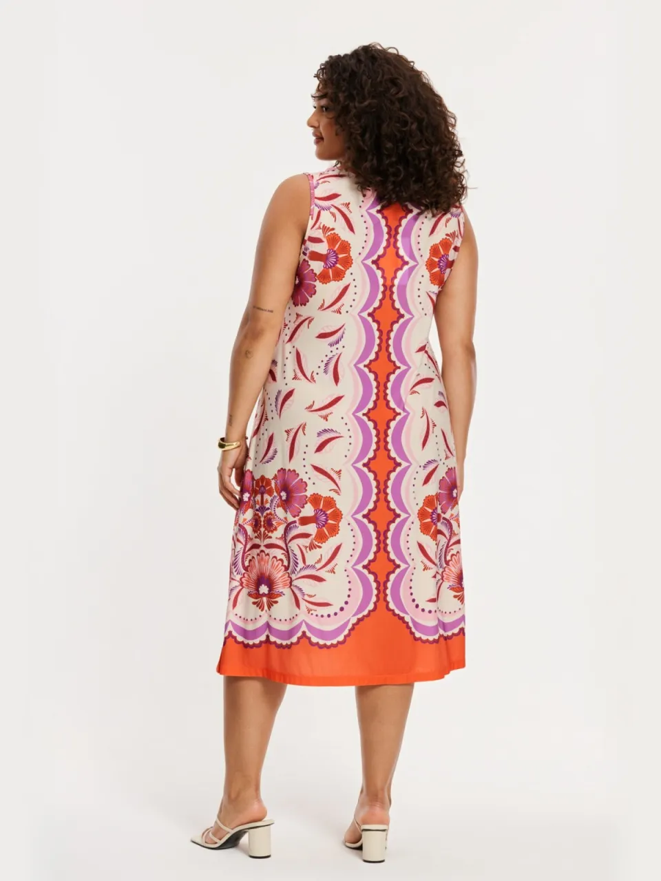 Yoek Mouwloze jurk FLAMINGO | Oranje, foto 2