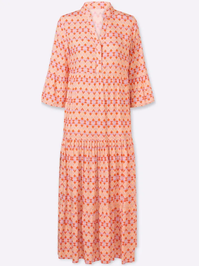 Bedrukte jurk apricot/oranje bedrukt, foto 2