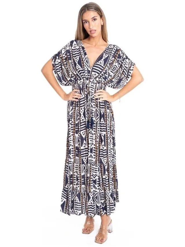 Isla Bonita By Sigris Lange Jurk Isla Bonita By Sigris Lange Midi-Jurk Zwart
