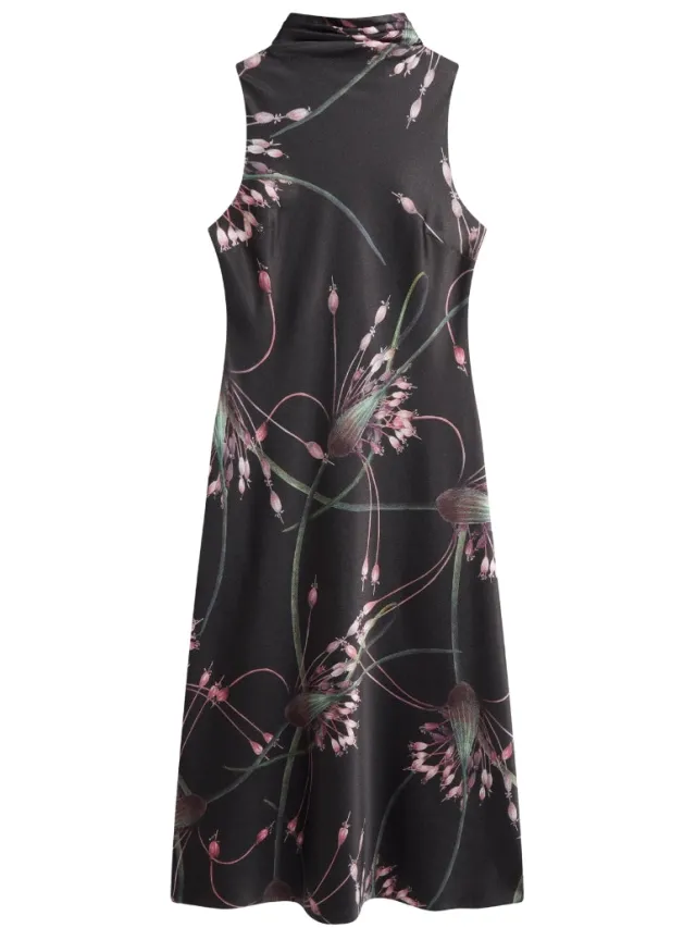 Ted Baker Antua Bedrukte Midi-slipjurk Met Colkraag, Zwart, foto 2