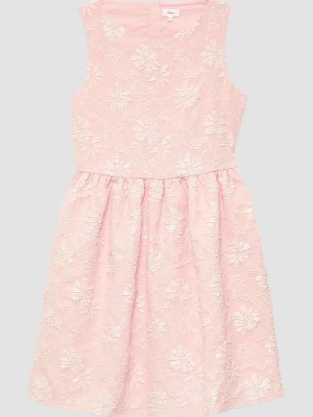 S.Oliver female - Feestelijke jacquard jurk met gebloemd motief zachtroze
