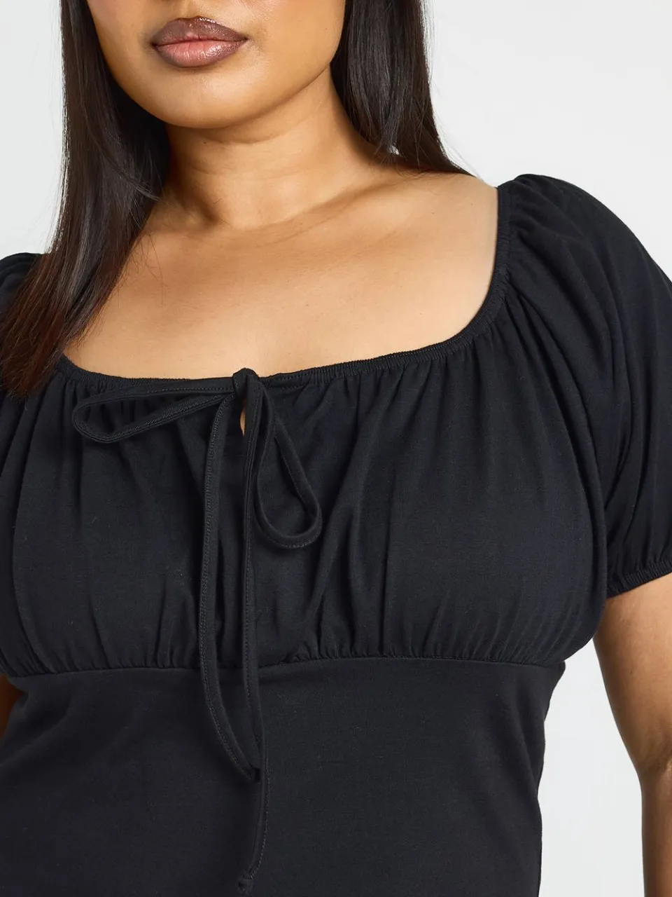 boohoo Dames Plus Katoenen Boerinnetjesjurk Met Korte Mouwen zwart, foto 4