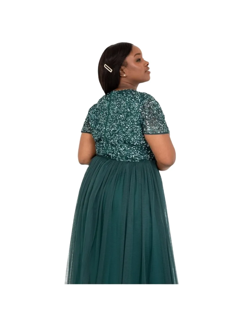Maya Deluxe Midi-jurk met korte mouwen voor dames (Smaragd), foto 2