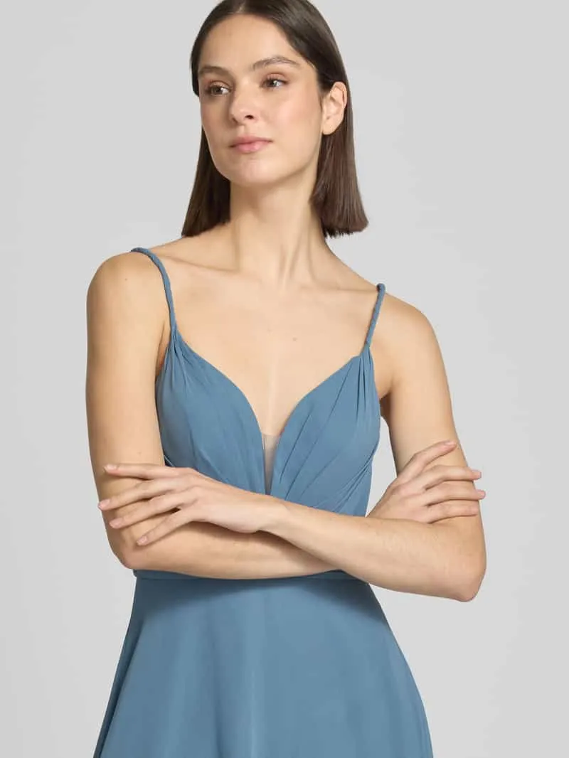 Laona Avondjurk met plooien blauw, foto 3
