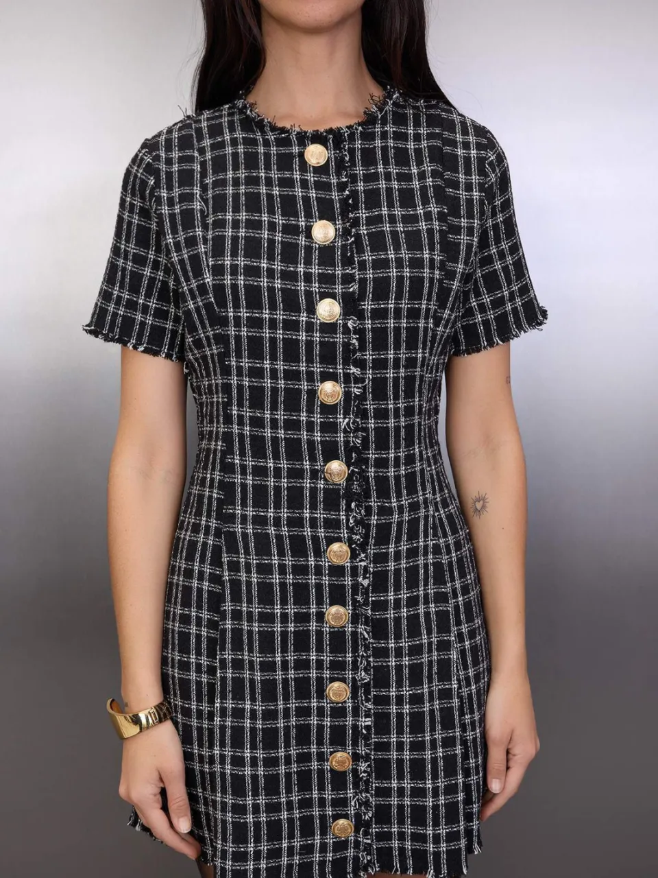 Trendyol TRENDYOLMİLLA Dames Zwart Geruit Kort / Mini Kort Casual Blousejurk Jurken, foto 2