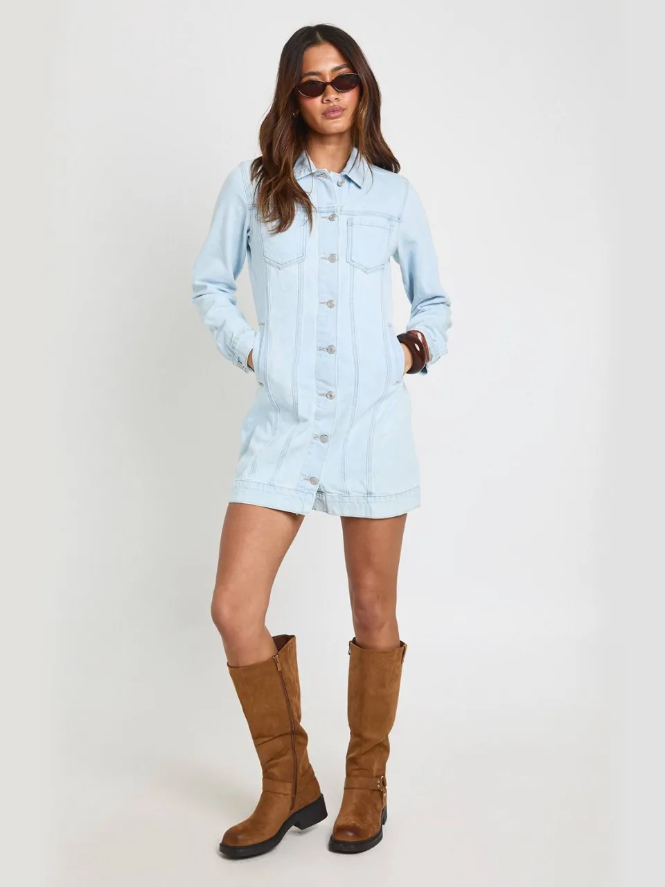 boohoo Dames Western Denim Mini Jurk