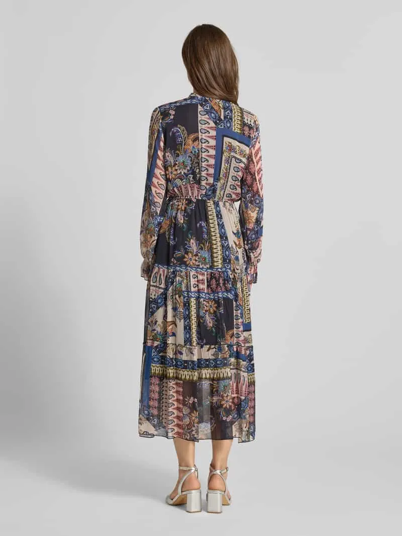 Milano Italy Midi-jurk van viscose in all-over look marineblauw, foto 3