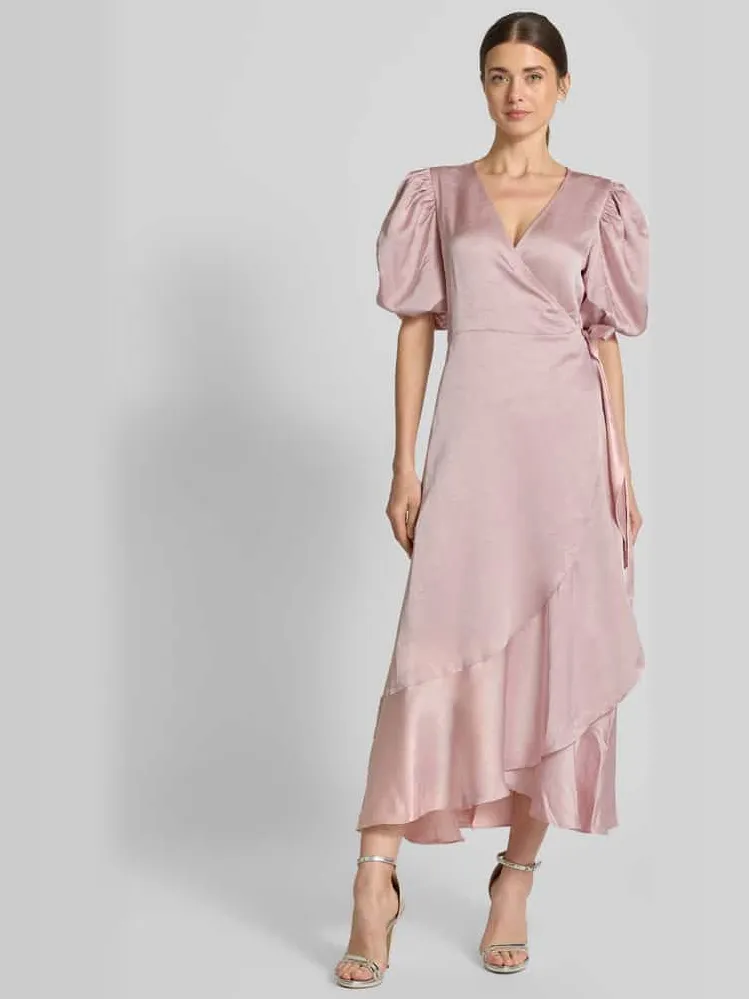 A-view Maxi-jurk met pofmouwen, model 'Sinda' Oudroze