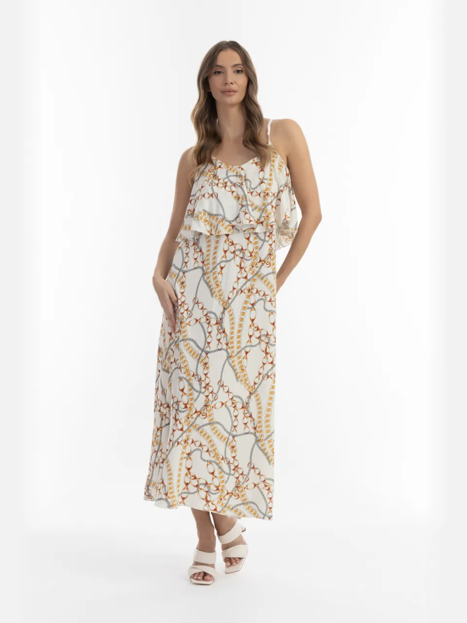 Faina Maxi-jurk met all-over print Dames wit