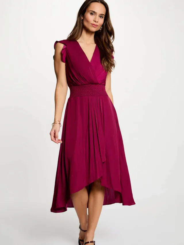 Morgan midi jurk donkerrood