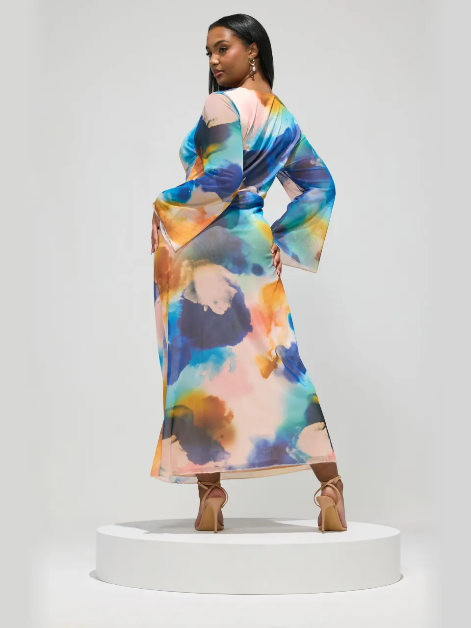 Yours London Witte Mesh Maxijurk Met Wazige Bloemenprint, foto 3