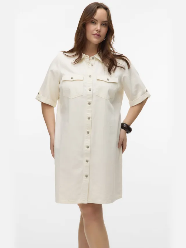 Vero Moda CURVE spijkerjurk ecru