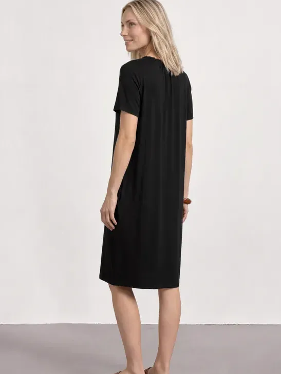 Street One Knielange jersey jurk met ronde hals zwart, foto 2
