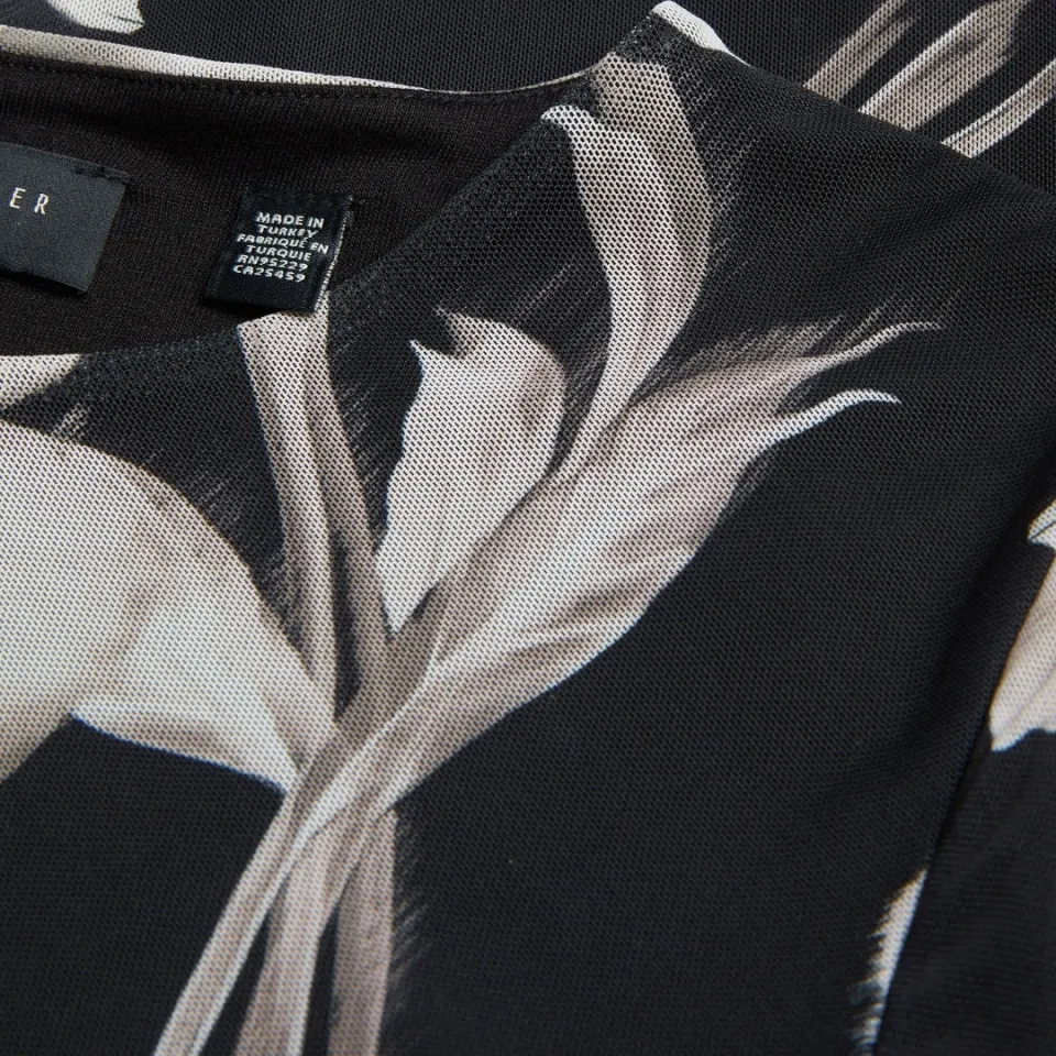 Ted Baker Marliyy Bodycon Jurk Met Print En Mesh En Plooien, Zwart, foto 2