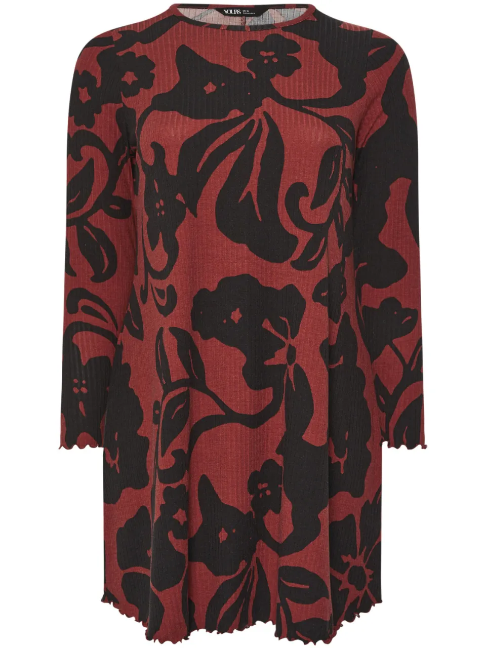 Yours Rode Abstract Bloemen Geribbelde Tuniek Top rood, foto 5