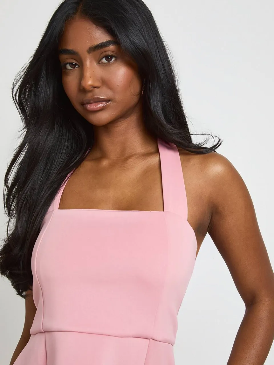 boohoo Dames Skater Jurk Met Vierkante Halternek pastelroze, foto 4