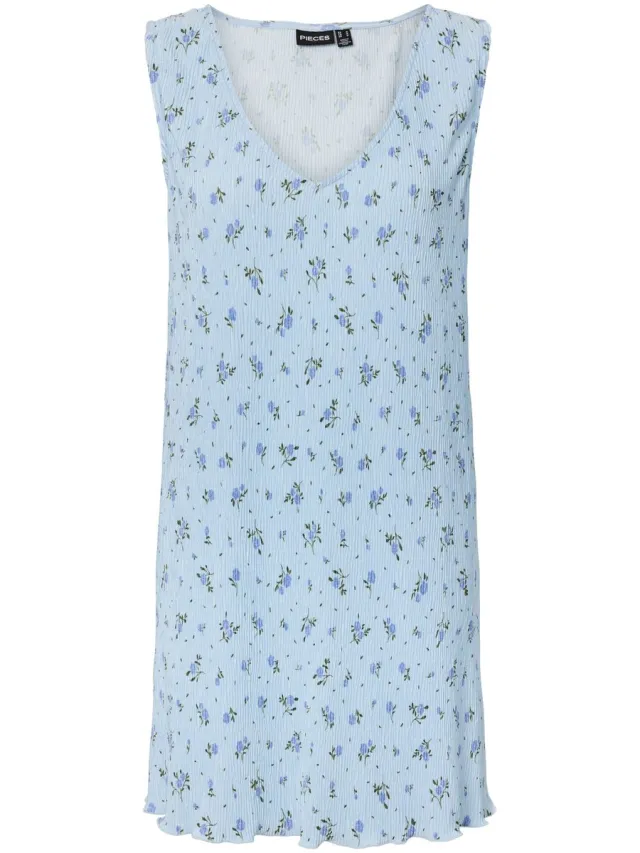 Pieces midi-jurk PCFLORA TANK OMKEERBAAR Cashmere Blue