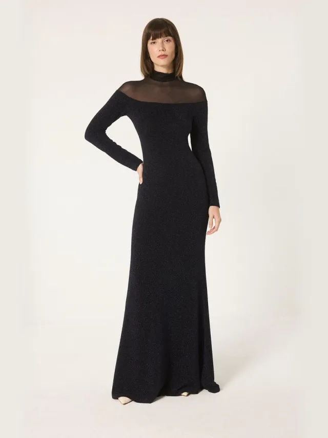 TOUCHÉ PRIVÉ Jurk met lange mouwen en glitterdetails - Marineblauw - Dames