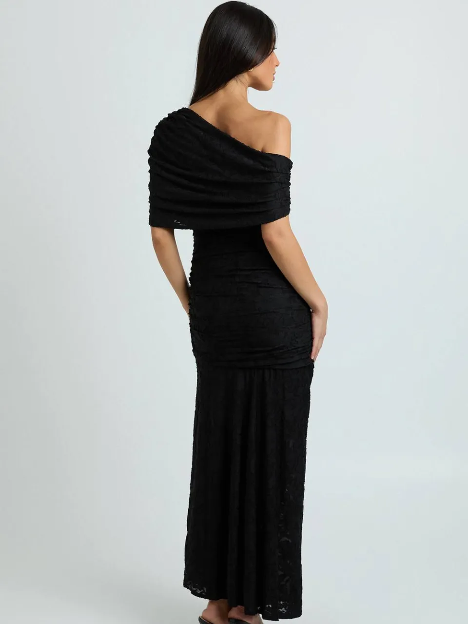boohoo Dames Maxi-jurk Met Burnout En Gedrapeerd Detail zwart, foto 2