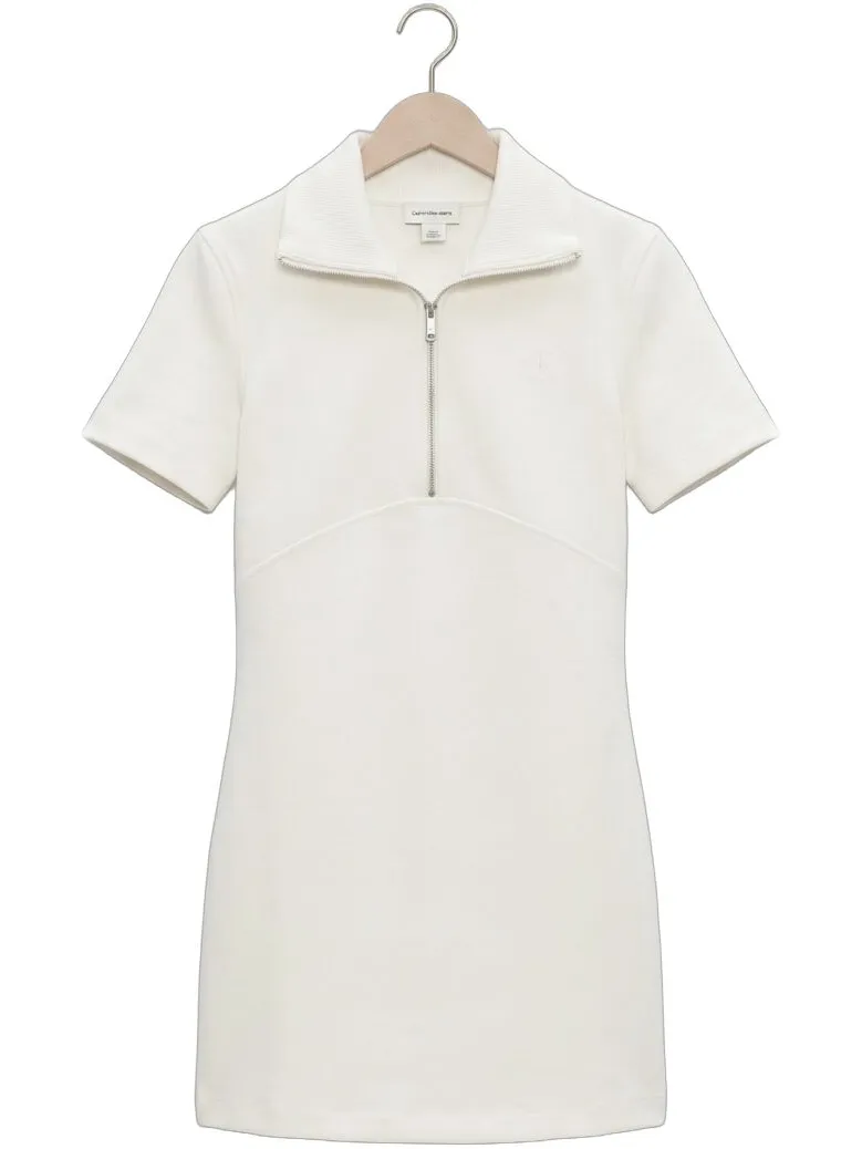 Calvin Klein Dames Jurken Ss Spacer Mixed Media Rib Mock - Gebroken Wit, foto 2