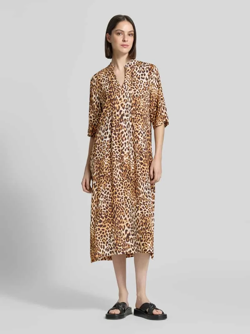 Emily Van den Bergh Tunikajurk van viscose in all-over look Lichtbruin